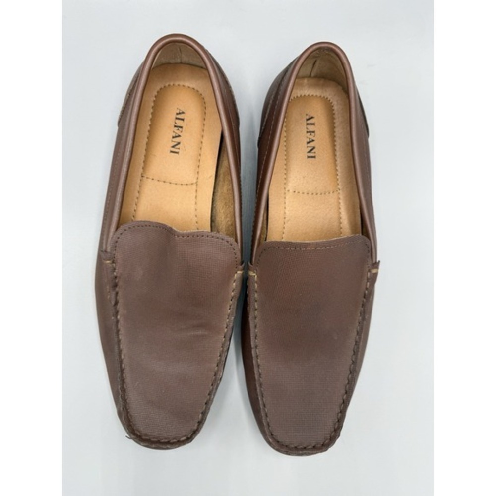 Alfani Mens Chestnut‎ Brown Leather Upper Slip On Loafers Size 10.5 - Picture 2 of 9